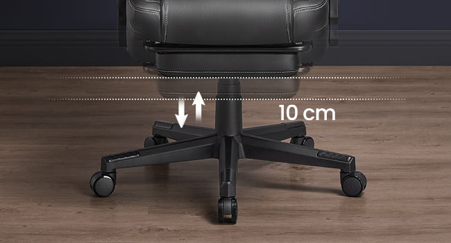 Home Fauteuil Gaming, Chaise De Bureau Ergonomique Avec Repose-Pieds, Chaise Gamer Avec Appui-Tête, Pu, Hauteur Réglable, Noir — Modern Luxury