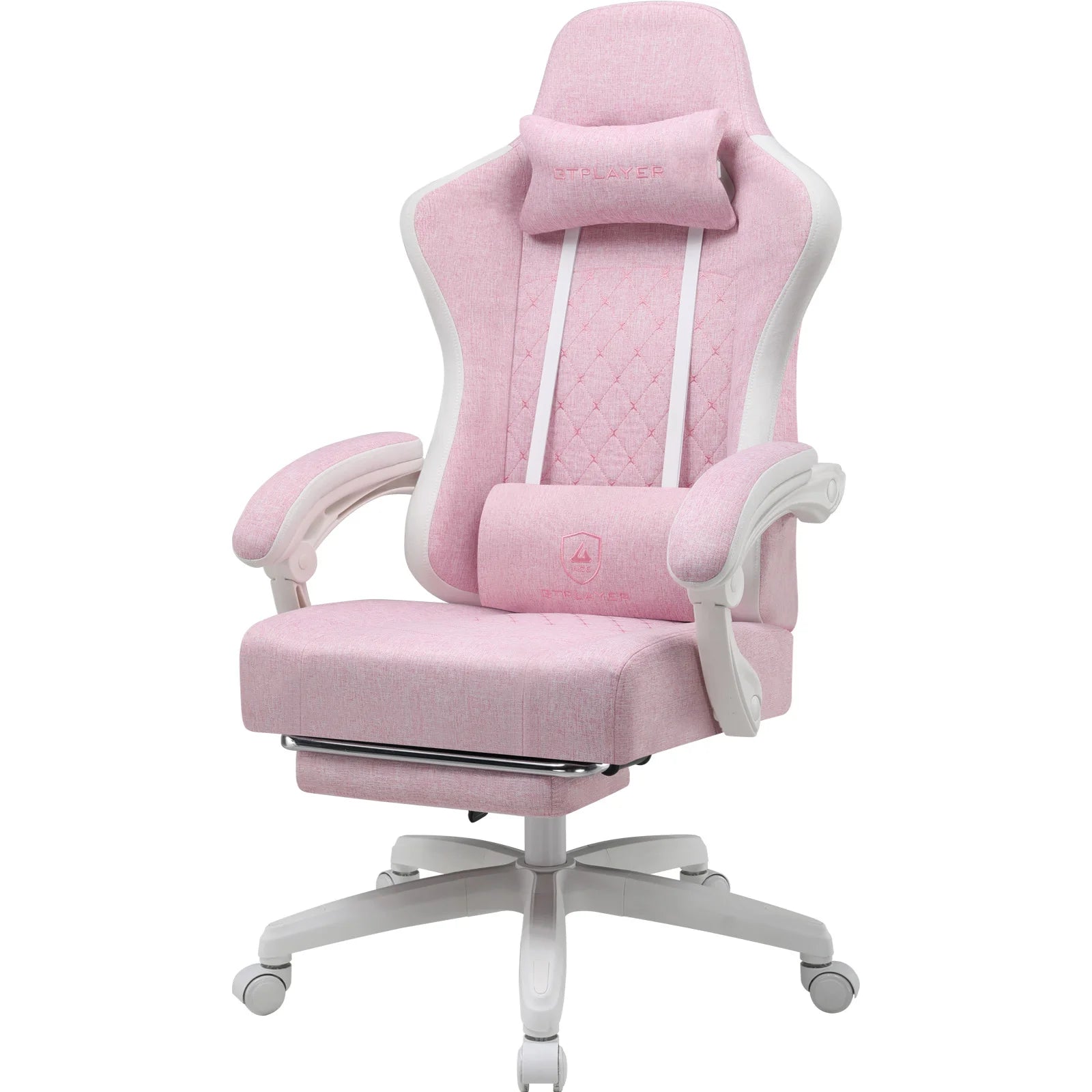 Gtplayer Fabric Gaming Chair With Footrest, Computer Desk Chair With Pocket Spring Cushion, Home Office Ergonomic Chair — Modern Luxury