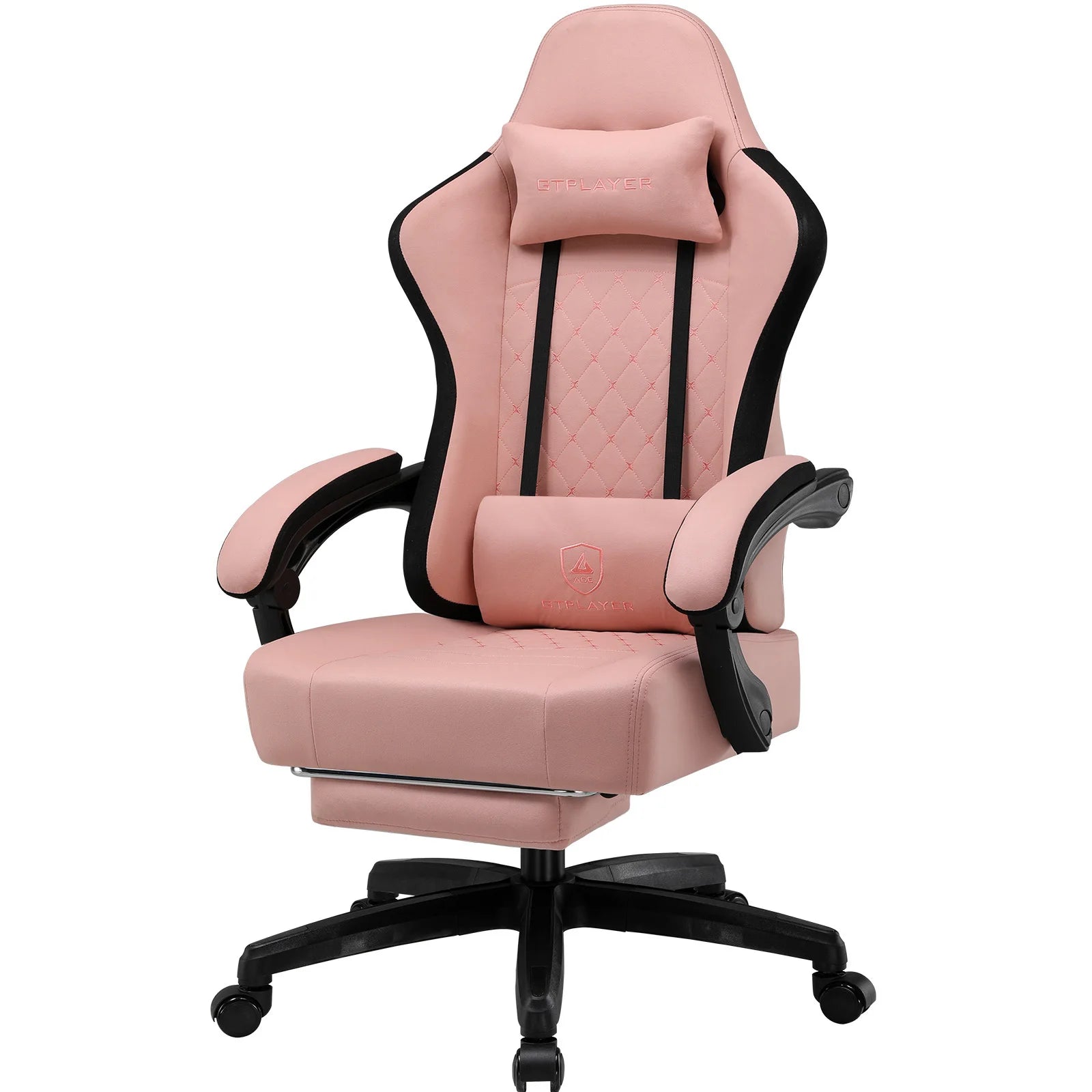 Gtplayer Fabric Gaming Chair With Footrest, Computer Desk Chair With Pocket Spring Cushion, Home Office Ergonomic Chair — Modern Luxury