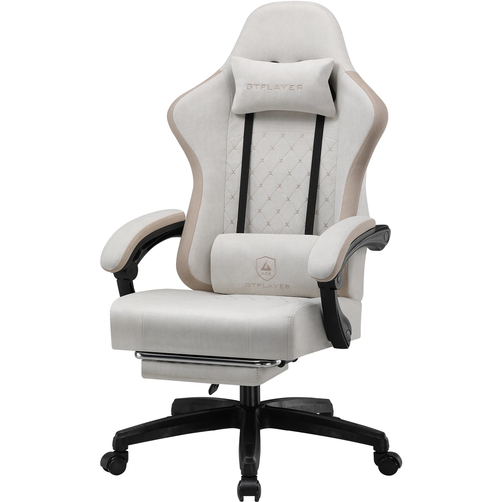 Gtplayer Fabric Gaming Chair With Footrest, Computer Desk Chair With Pocket Spring Cushion, Home Office Ergonomic Chair — Modern Luxury