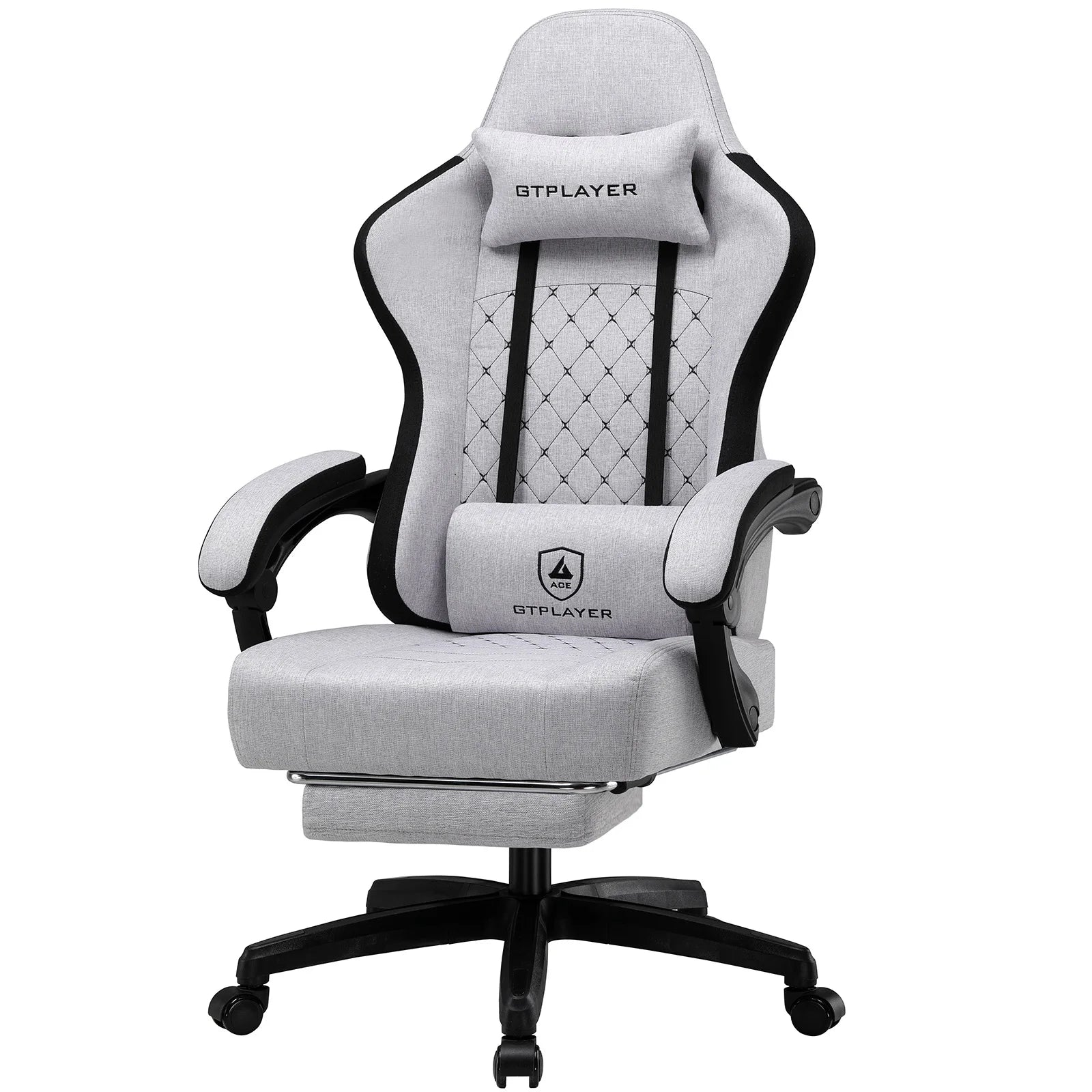 Gtplayer Fabric Gaming Chair With Footrest, Computer Desk Chair With Pocket Spring Cushion, Home Office Ergonomic Chair — Modern Luxury
