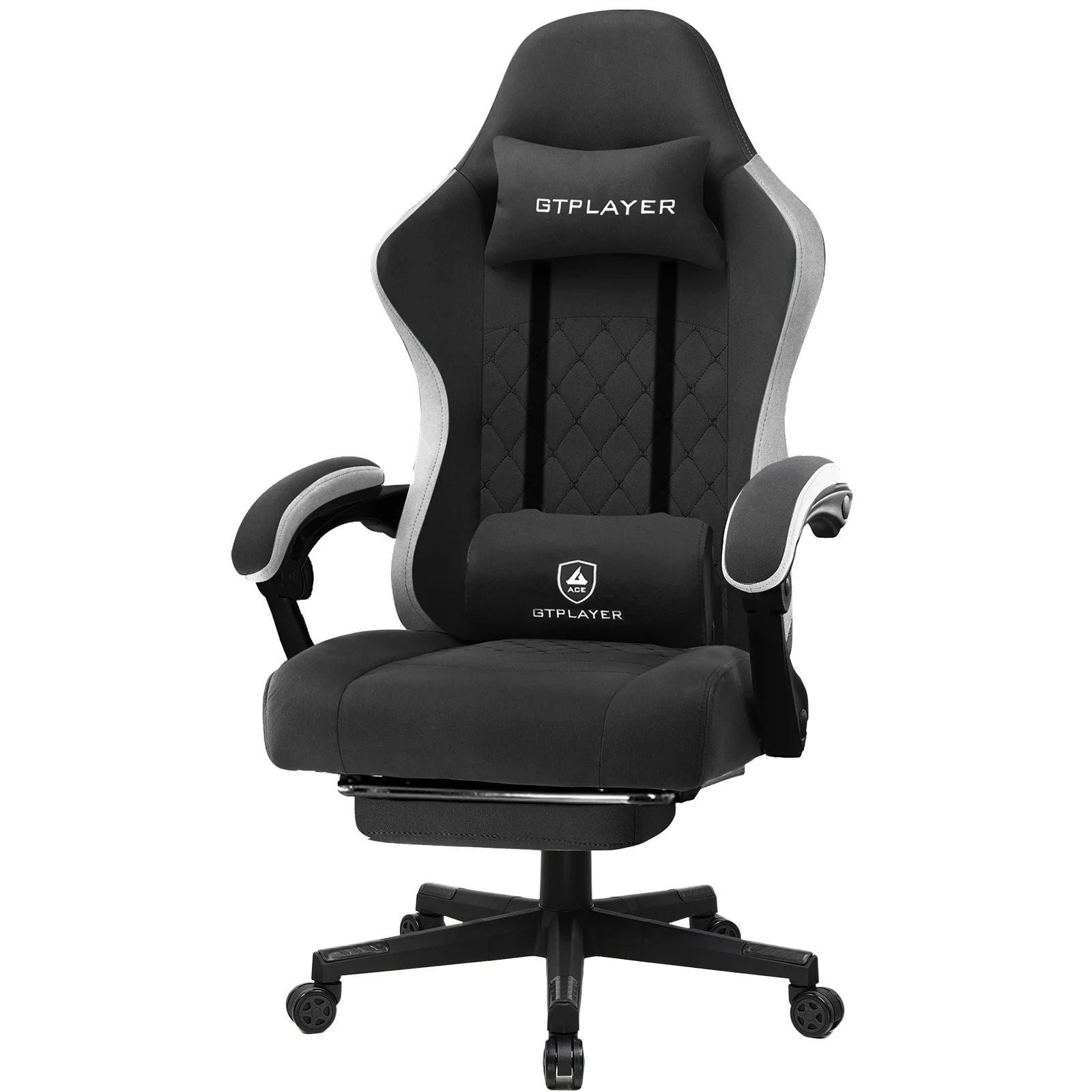 Gtplayer Fabric Gaming Chair With Footrest, Computer Desk Chair With Pocket Spring Cushion, Home Office Ergonomic Chair — Modern Luxury