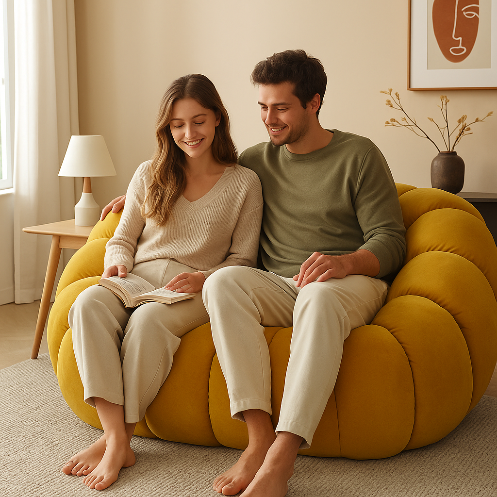 Comfortable Pumpkin Shape Living Room Lazy Sofa Soft Luxury Creative Modern Nordic Bedroom Single Lazy Sofas Home Decorations