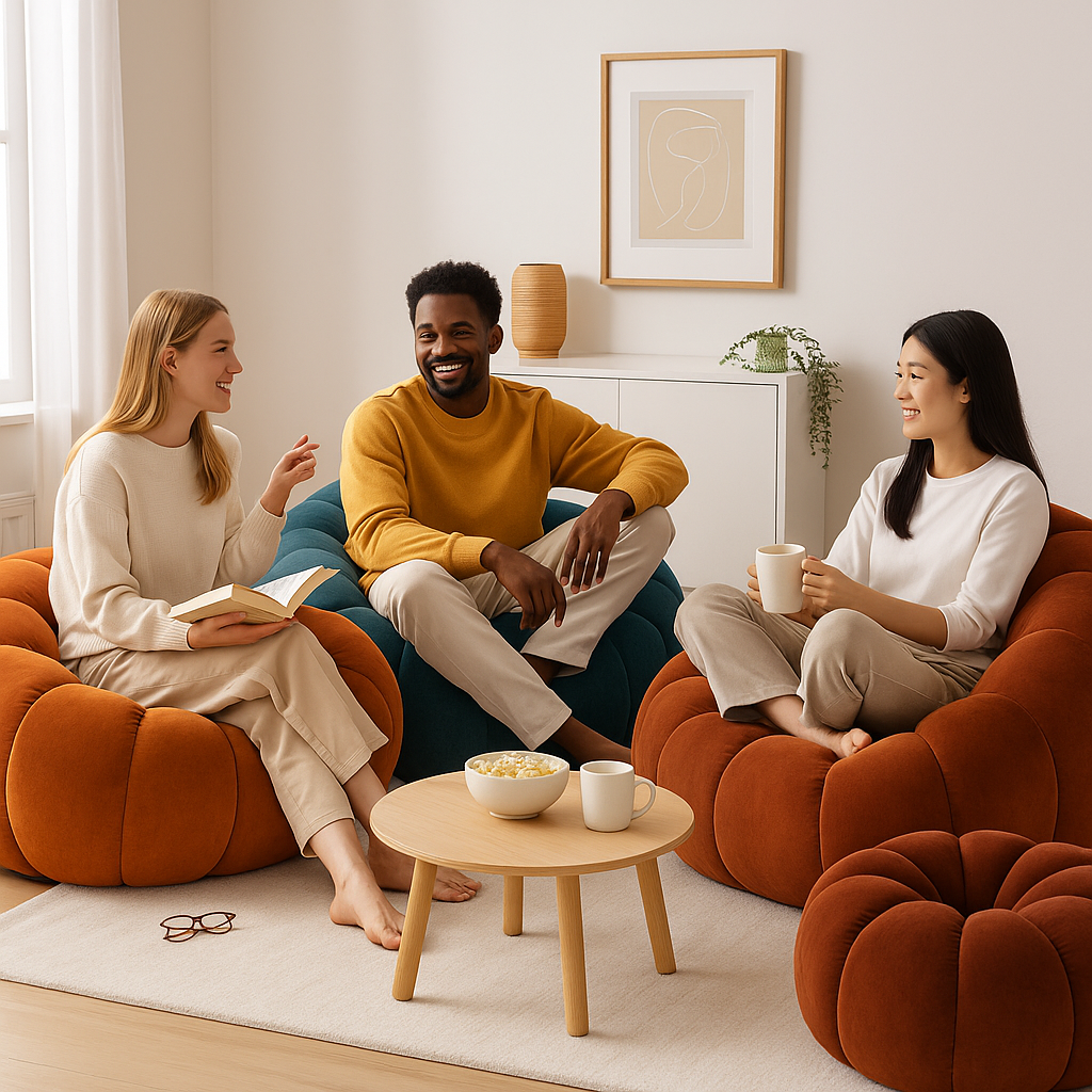 Comfortable Pumpkin Shape Living Room Lazy Sofa Soft Luxury Creative Modern Nordic Bedroom Single Lazy Sofas Home Decorations
