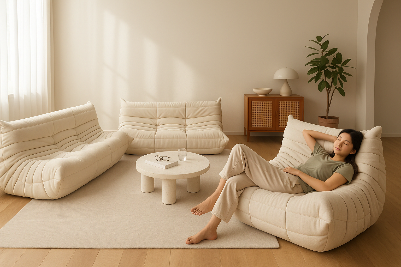 Caterpillar Sofa Lazy Sofa Can Lie Down And Sleep Original Togo Living Room Simple Recliner Cream Style Single Sofa Sofá اريكة — Modern Luxury
