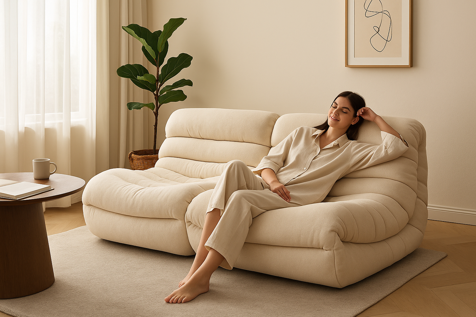 Caterpillar Sofa Lazy Sofa Can Lie Down And Sleep Original Togo Living Room Simple Recliner Cream Style Single Sofa Sofá اريكة — Modern Luxury