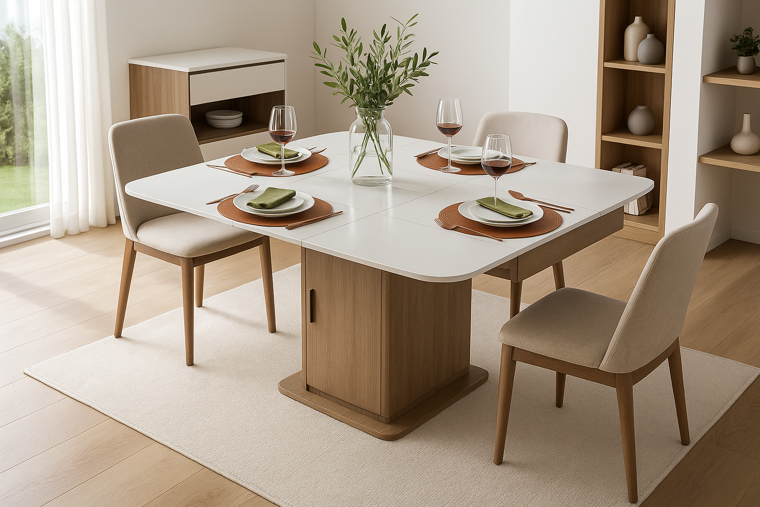 Modern Extendable Dining Table Rectangle Sideboard With Storage — Modern Luxury