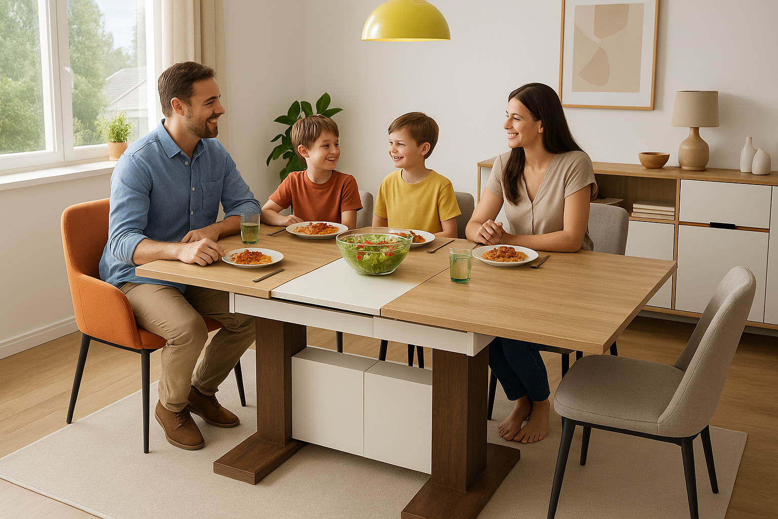 Modern Extendable Dining Table Rectangle Sideboard With Storage — Modern Luxury