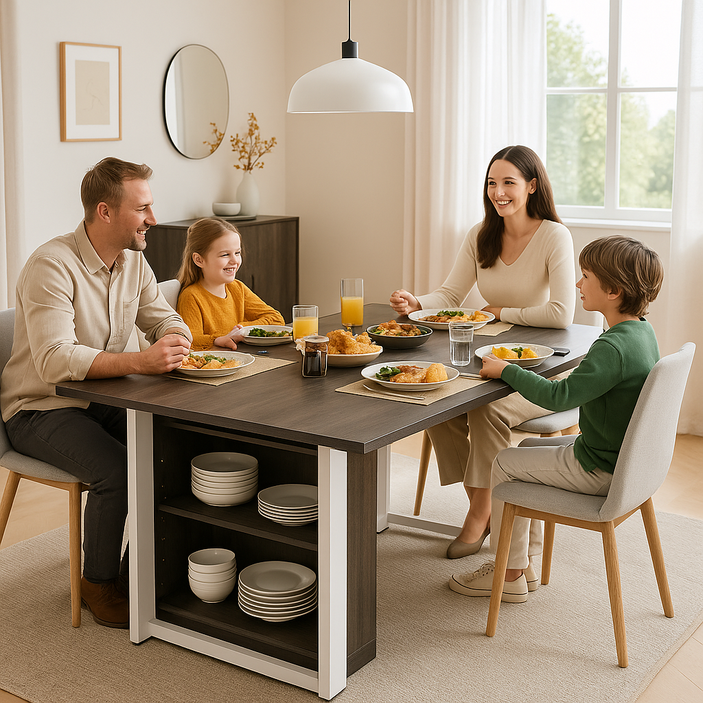 Modern Extendable Dining Table Rectangle Sideboard With Storage — Modern Luxury