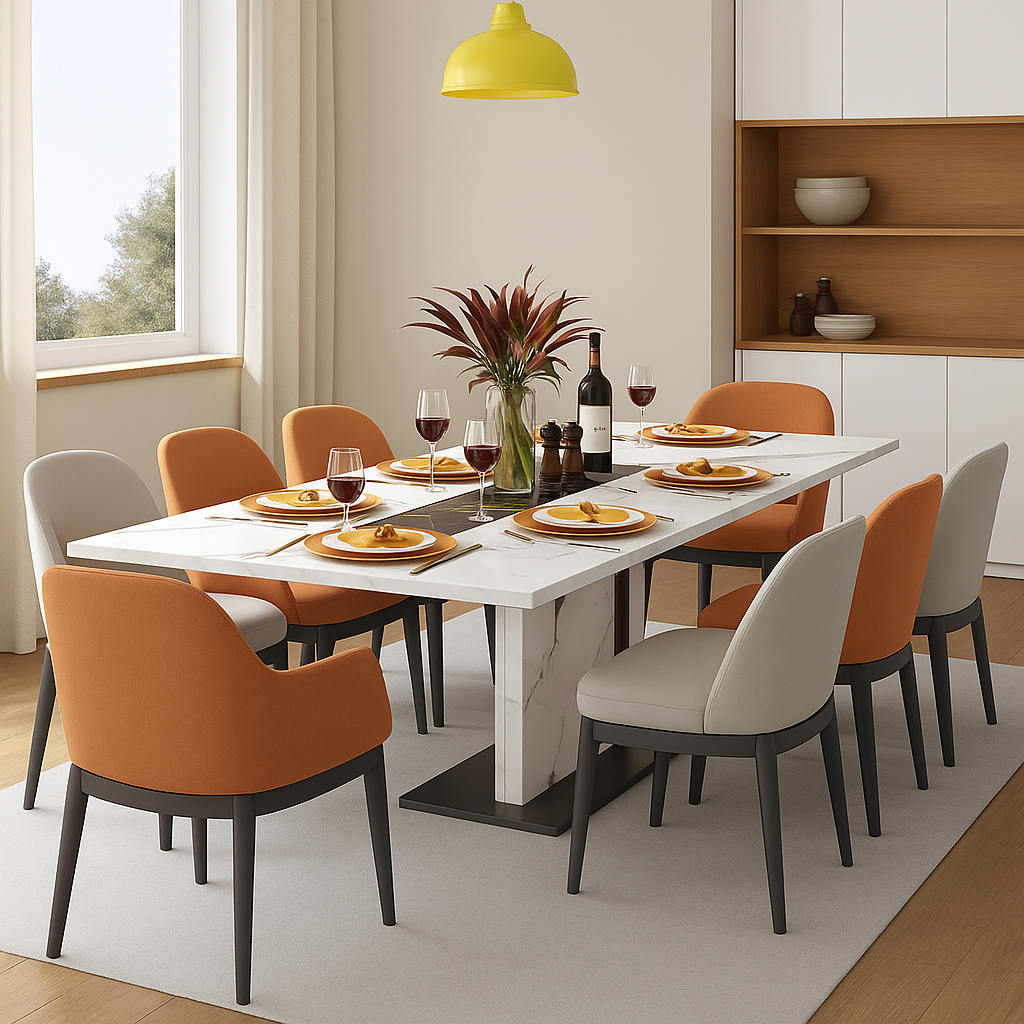 71" Signature Marble-Finish Dining Table – Modern Elegance For 4 To 10 Guests — Modern Luxury