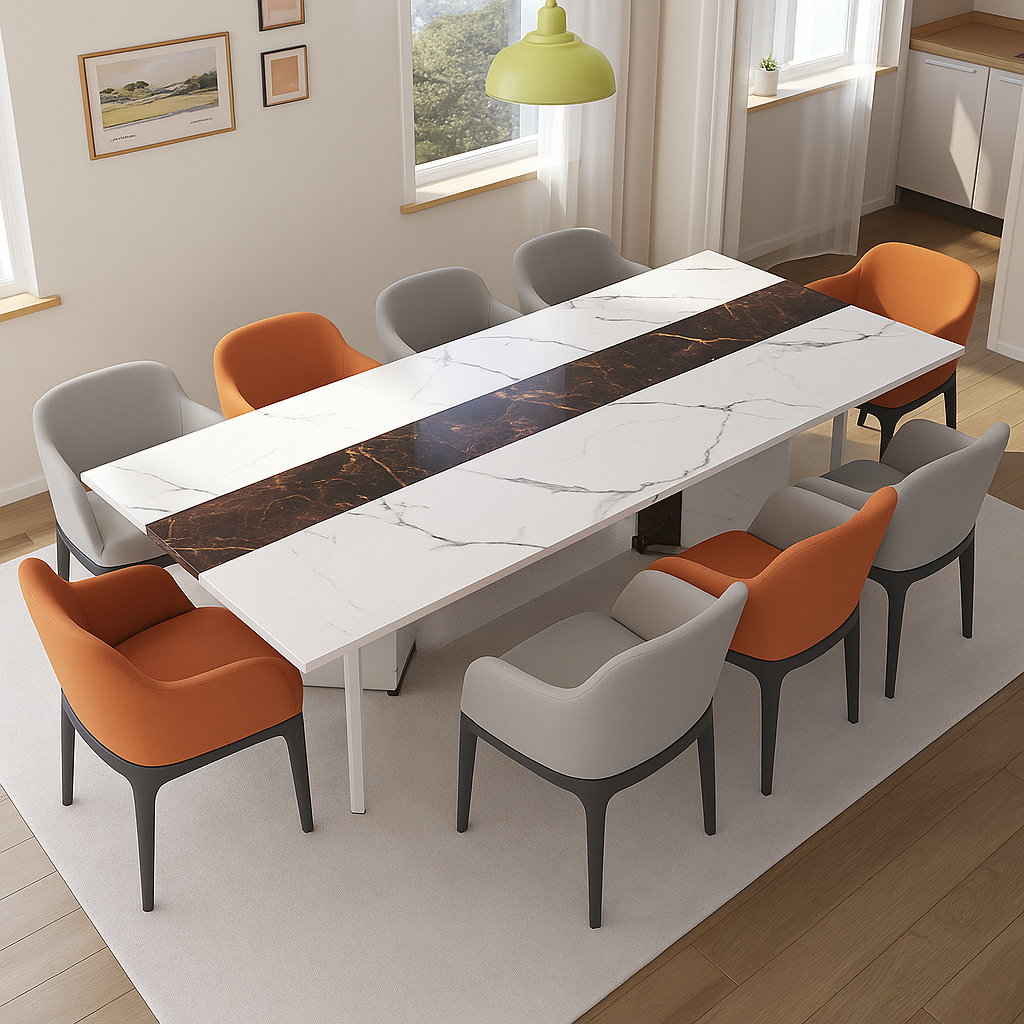 71" Signature Marble-Finish Dining Table – Modern Elegance For 4 To 10 Guests — Modern Luxury