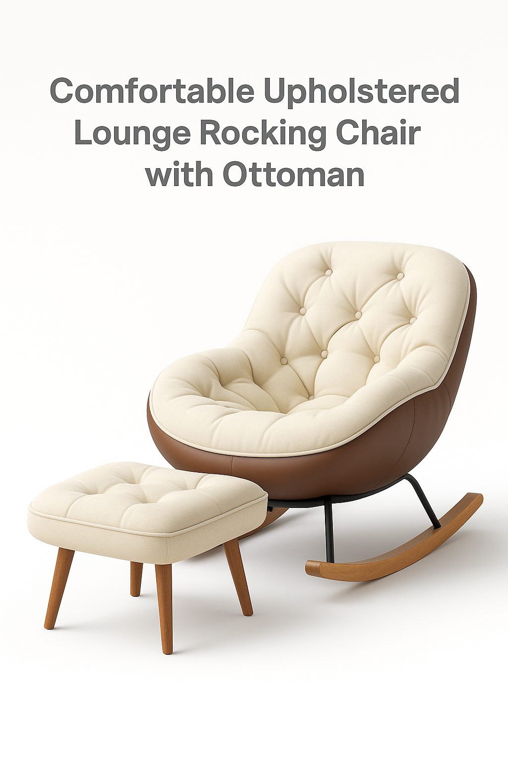 Modern Upholstered Lounge Rocking Chair With Ottoman – Ultra-Comfort For Living Rooms & Reading Corners — Modern Luxury