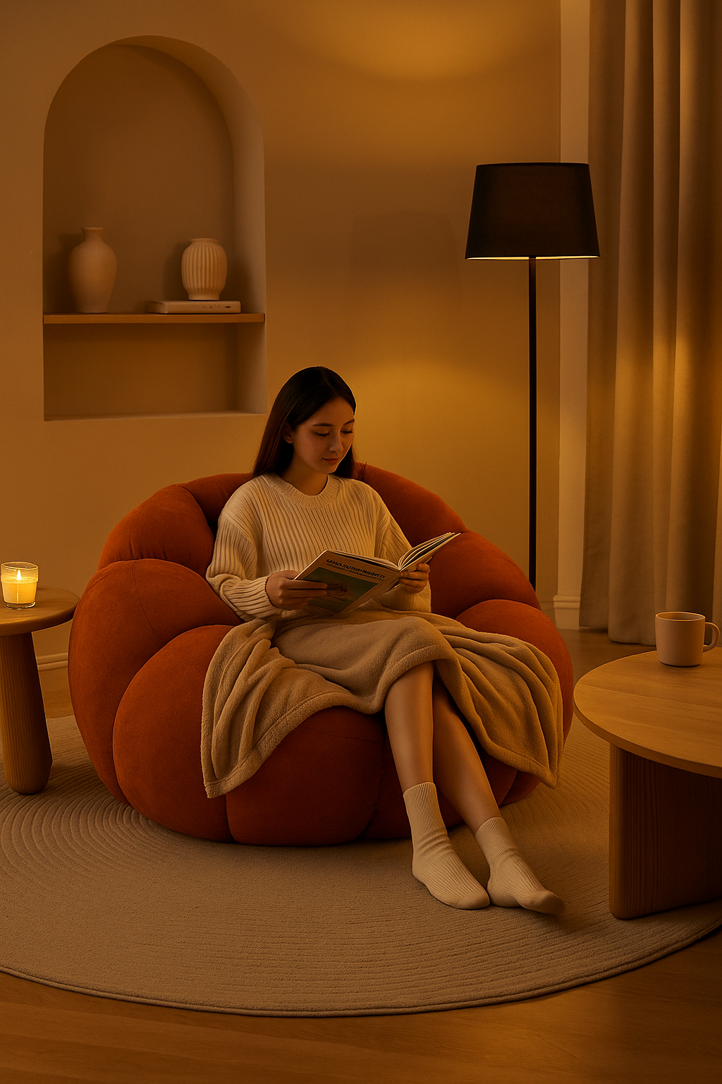 Comfortable Pumpkin Shape Living Room Lazy Sofa Soft Luxury Creative Modern Nordic Bedroom Single Lazy Sofas Home Decorations