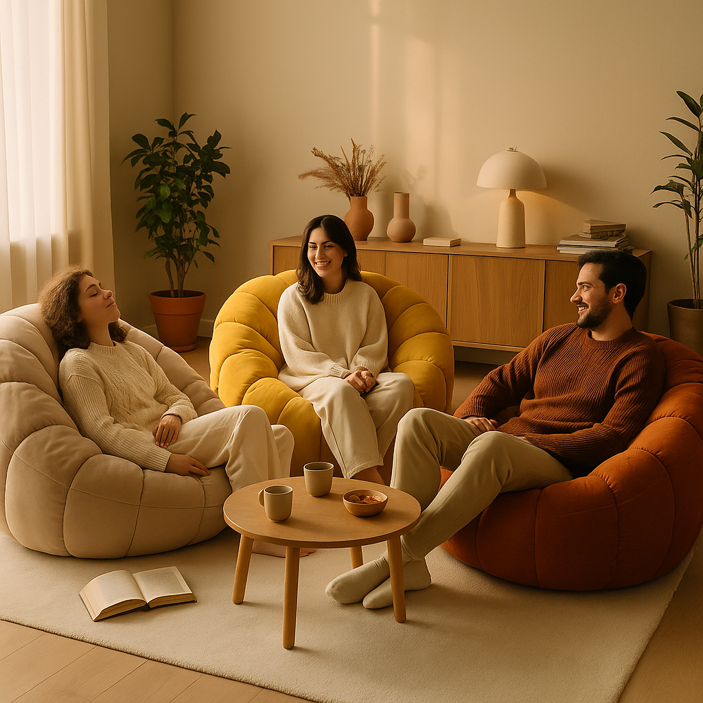 Comfortable Pumpkin Shape Living Room Lazy Sofa Soft Luxury Creative Modern Nordic Bedroom Single Lazy Sofas Home Decorations
