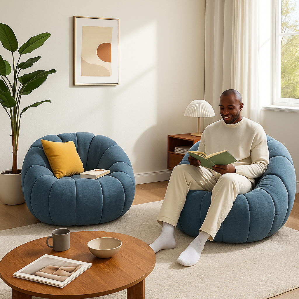 Comfortable Pumpkin Shape Living Room Lazy Sofa Soft Luxury Creative Modern Nordic Bedroom Single Lazy Sofas Home Decorations