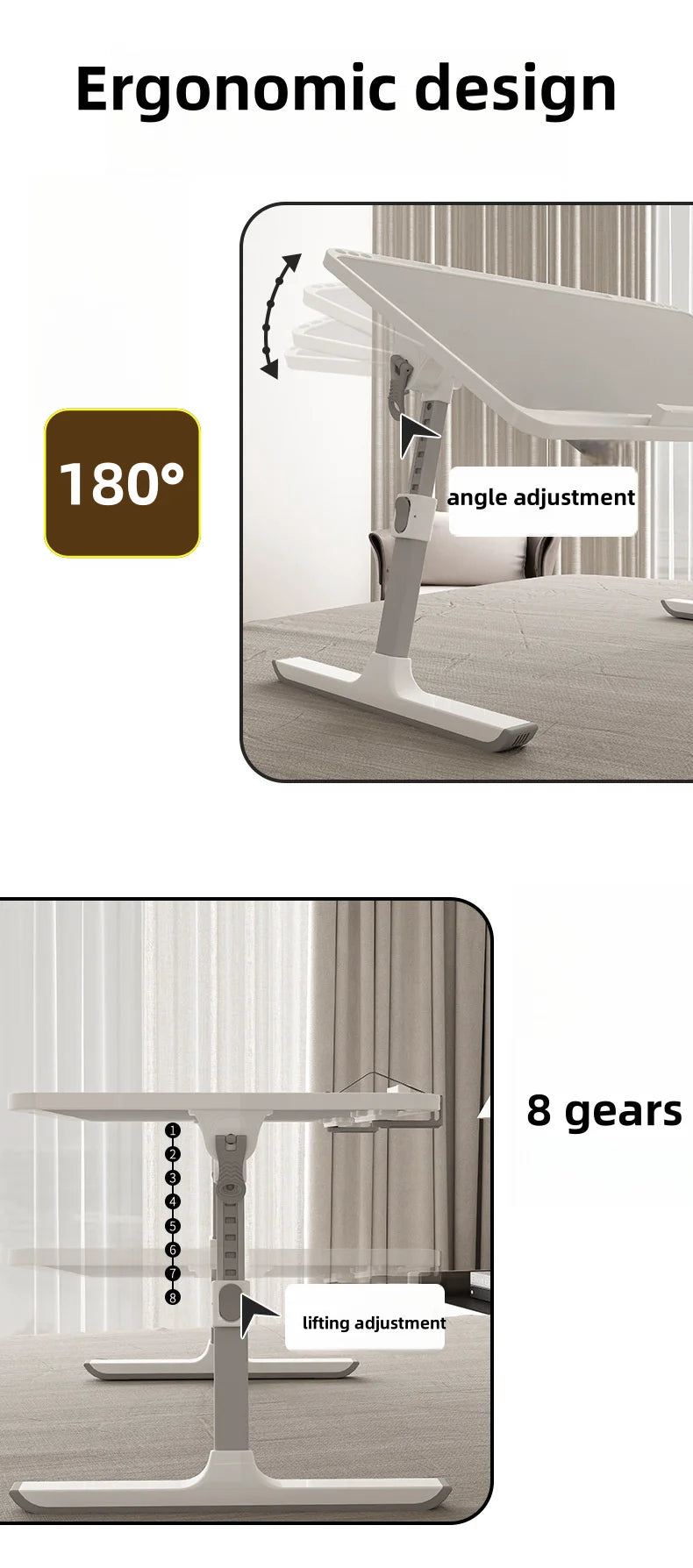 Laptop Bed Tray Table, Adjustable Laptop Bed Table,Portable Standing Desk With Storage Drawer,Foldable Lap Tablet Table For Sofa — Modern Luxury