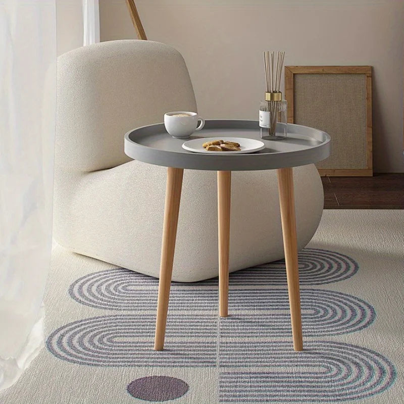 Minimalist Coffee Table, Nordic Style Round Table With Three Wooden Legs, Side Table Used For Living Room, Bedroom, And Balcony — Modern Luxury