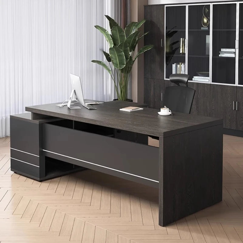Wooden Boss Table Simple Modern Cabinet Designer Reading Reading Desk Secretary High Quality Art Bureau Meuble Office Furniture — Modern Luxury