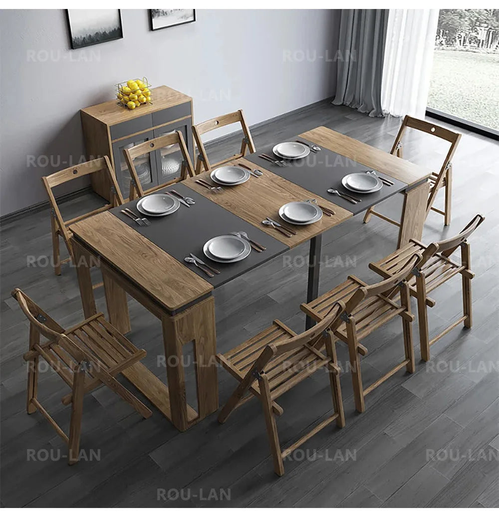 Modern Extendable Dining Table Rectangle Sideboard With Storage — Modern Luxury