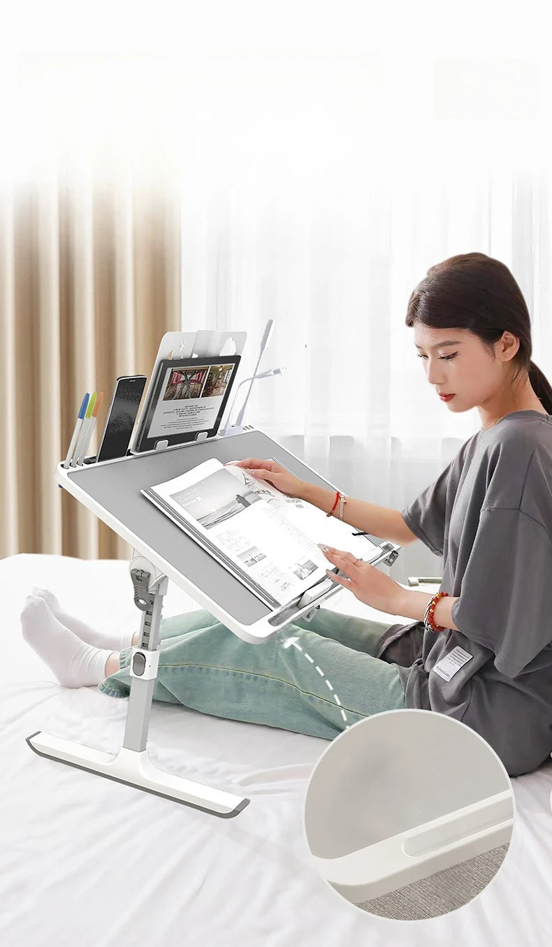 Laptop Bed Tray Table, Adjustable Laptop Bed Table,Portable Standing Desk With Storage Drawer,Foldable Lap Tablet Table For Sofa — Modern Luxury