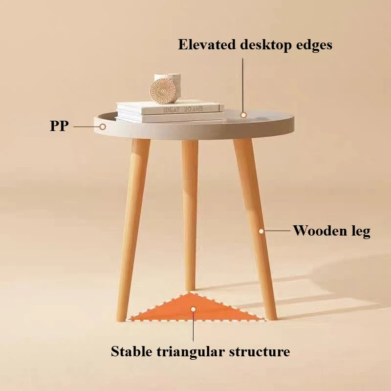 Minimalist Coffee Table, Nordic Style Round Table With Three Wooden Legs, Side Table Used For Living Room, Bedroom, And Balcony — Modern Luxury