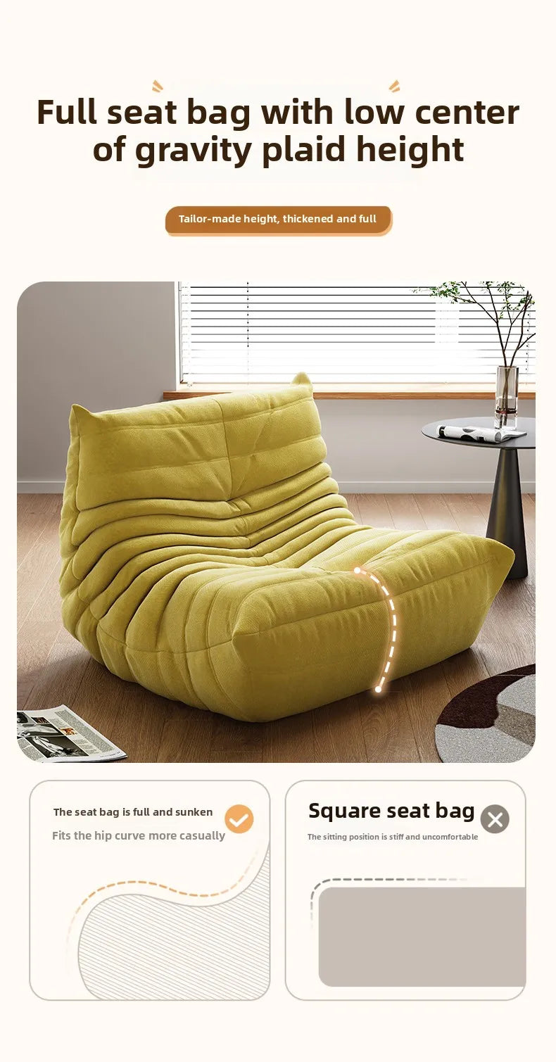 Caterpillar Sofa Lazy Sofa Can Lie Down And Sleep Original Togo Living Room Simple Recliner Cream Style Single Sofa Sofá اريكة — Modern Luxury