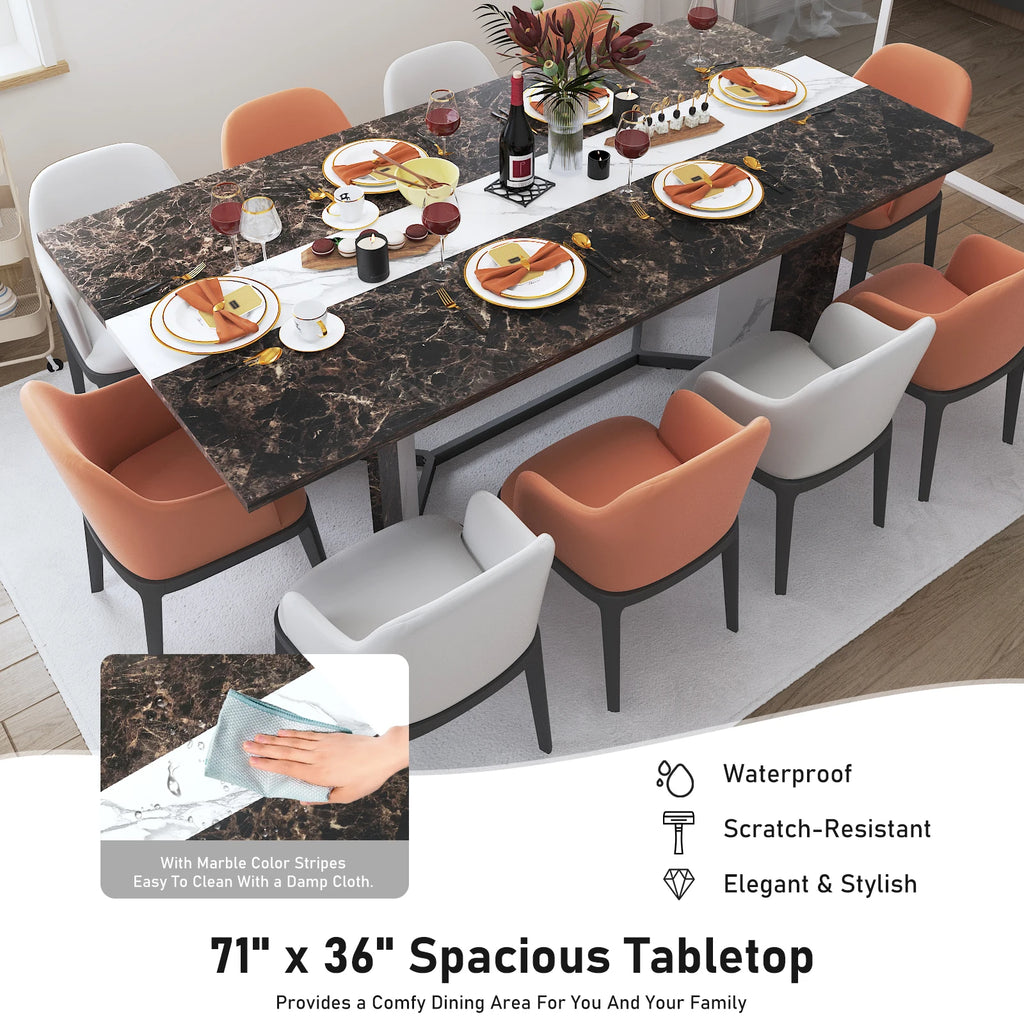71" Signature Marble-Finish Dining Table – Modern Elegance For 4 To 10 Guests — Modern Luxury
