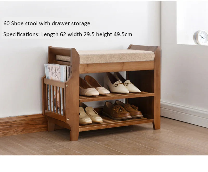 Shoe Storage Rack Bench With Double Layer Cushion Seat Living Room Shoe Organizer Entryway Storage Hallway Furniture Shoe Stool — Modern Luxury