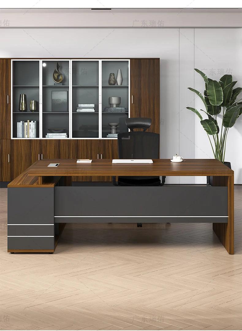 Wooden Boss Table Simple Modern Cabinet Designer Reading Reading Desk Secretary High Quality Art Bureau Meuble Office Furniture — Modern Luxury