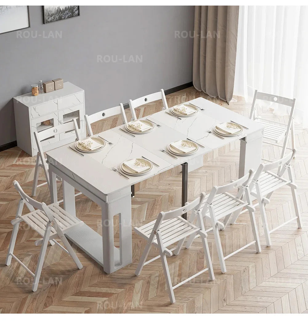 Modern Extendable Dining Table Rectangle Sideboard With Storage — Modern Luxury