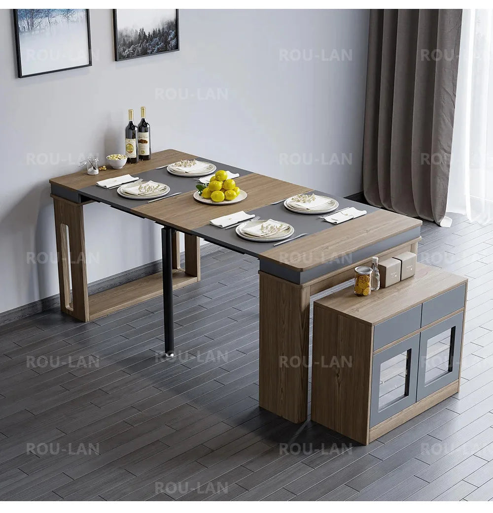 Modern Extendable Dining Table Rectangle Sideboard With Storage — Modern Luxury
