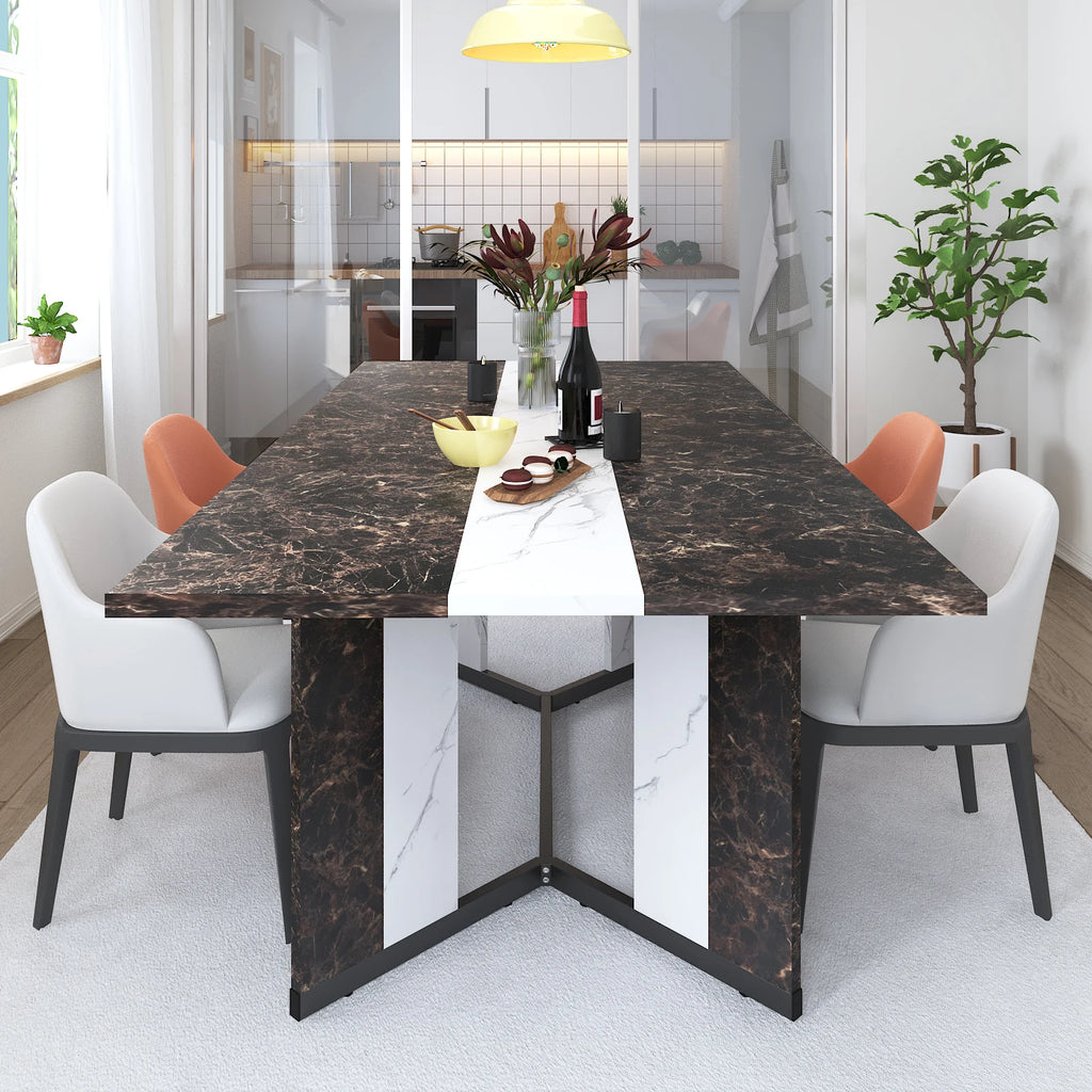 71" Signature Marble-Finish Dining Table – Modern Elegance For 4 To 10 Guests — Modern Luxury