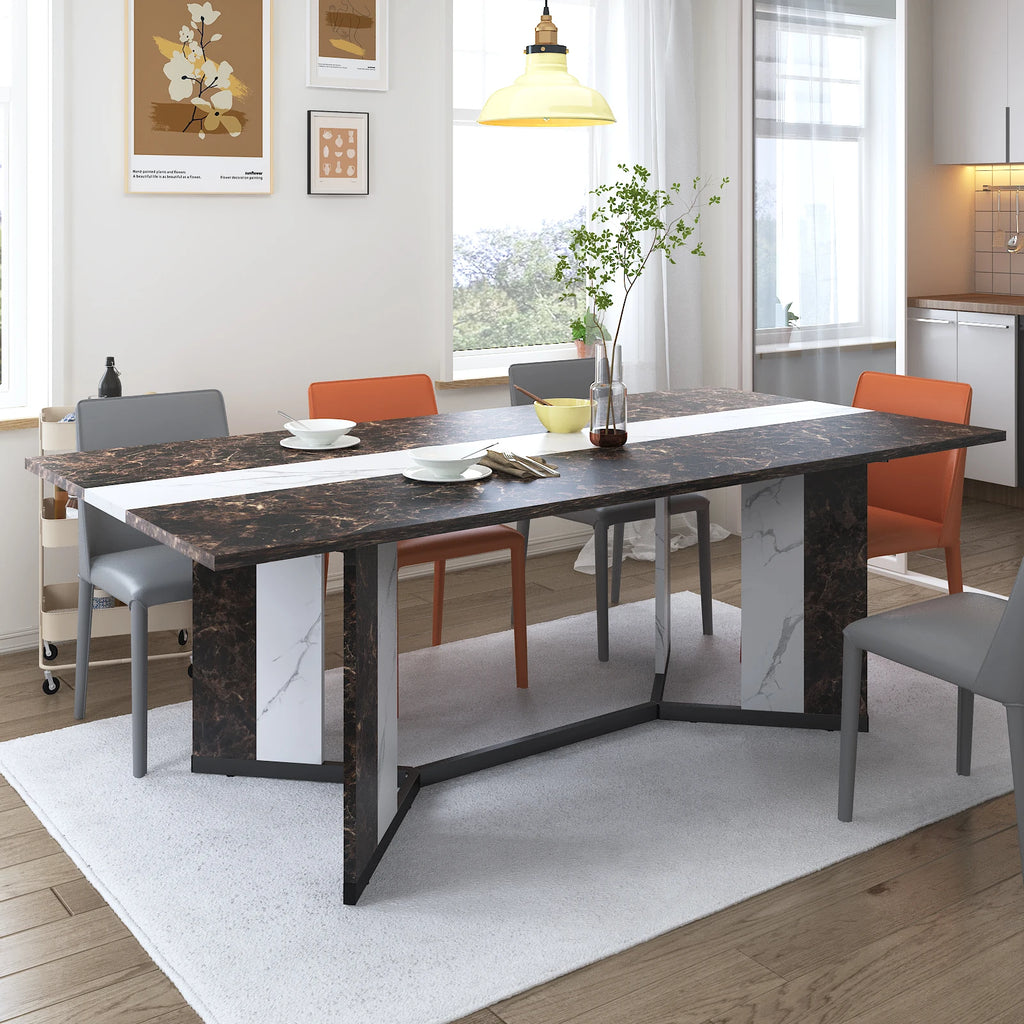 71" Signature Marble-Finish Dining Table – Modern Elegance For 4 To 10 Guests — Modern Luxury