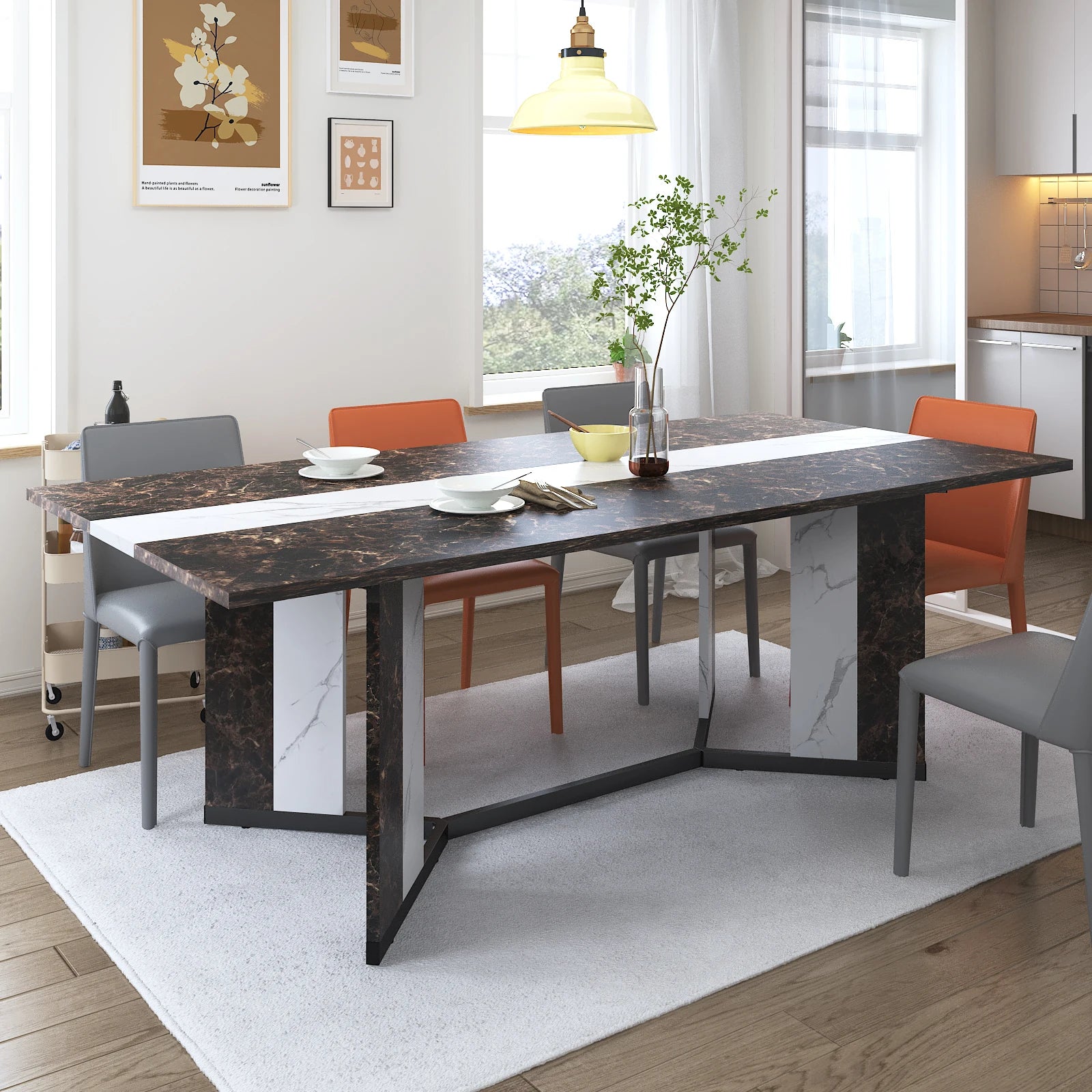 71" Signature Marble-Finish Dining Table – Modern Elegance For 4 To 10 Guests — Modern Luxury