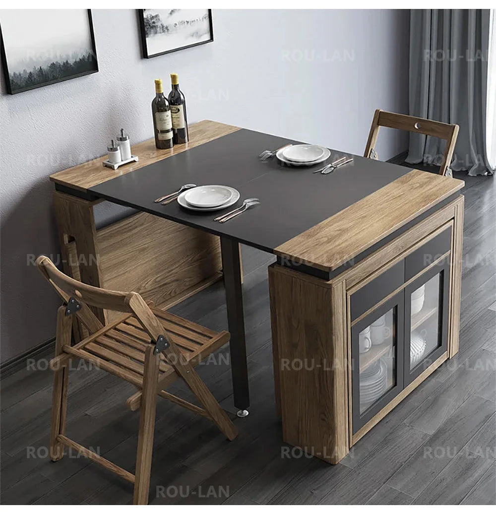 Modern Extendable Dining Table Rectangle Sideboard With Storage — Modern Luxury
