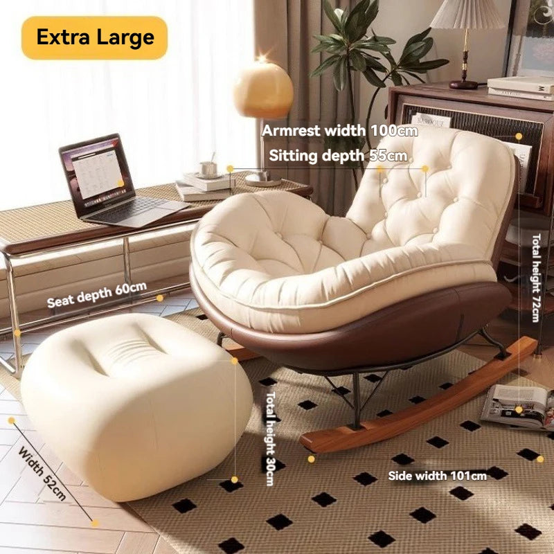 Comfortable Upholstered Lounge Rocking Sofa With Ottoman Upholstered And Living Room Ottoman — Modern Luxury