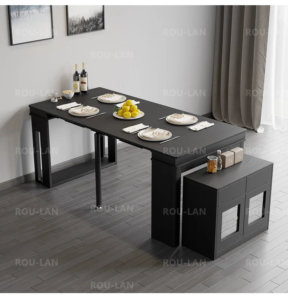 Modern Extendable Dining Table Rectangle Sideboard With Storage — Modern Luxury