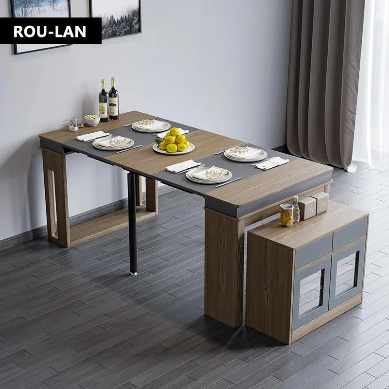 Modern Extendable Dining Table Rectangle Sideboard With Storage — Modern Luxury
