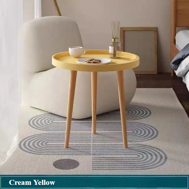 Minimalist Coffee Table, Nordic Style Round Table With Three Wooden Legs, Side Table Used For Living Room, Bedroom, And Balcony — Modern Luxury