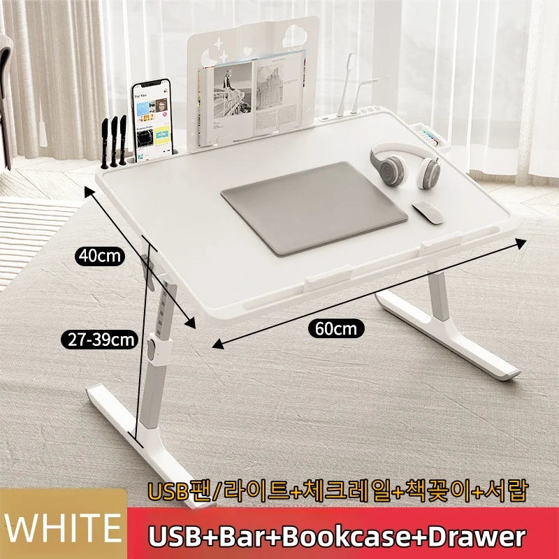 Laptop Bed Tray Table, Adjustable Laptop Bed Table,Portable Standing Desk With Storage Drawer,Foldable Lap Tablet Table For Sofa — Modern Luxury