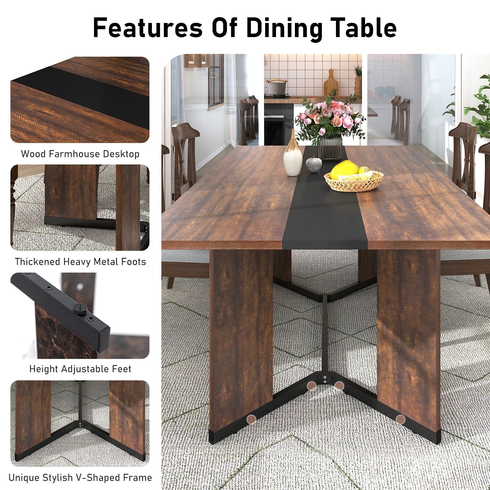 71" Signature Marble-Finish Dining Table – Modern Elegance For 4 To 10 Guests — Modern Luxury