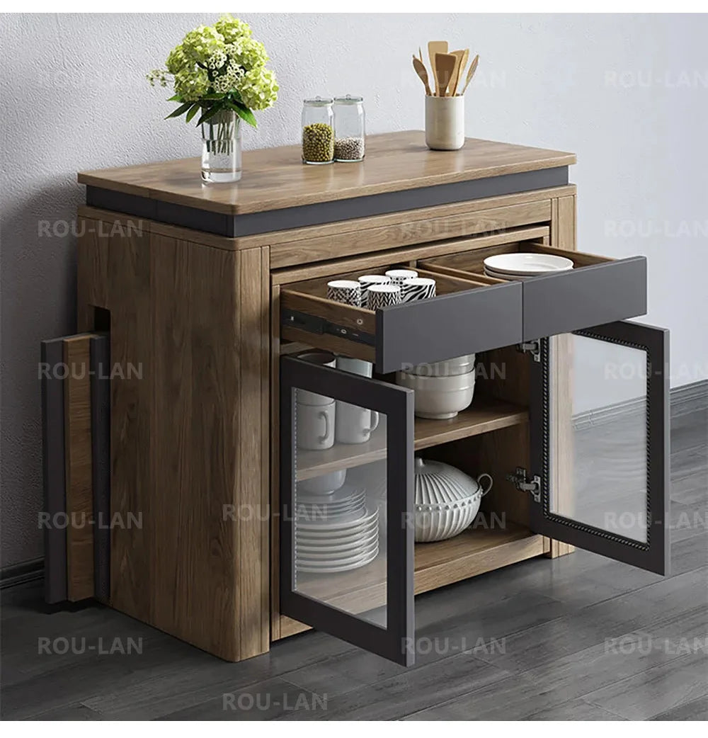 Modern Extendable Dining Table Rectangle Sideboard With Storage — Modern Luxury