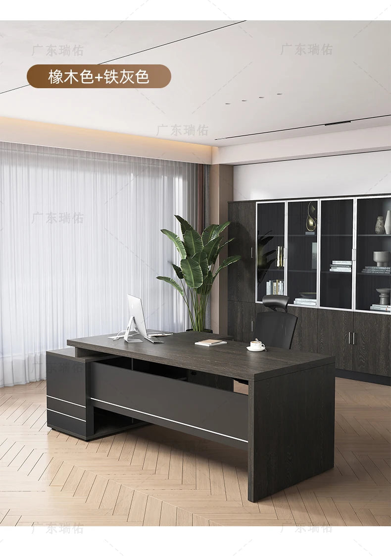 Wooden Boss Table Simple Modern Cabinet Designer Reading Reading Desk Secretary High Quality Art Bureau Meuble Office Furniture — Modern Luxury