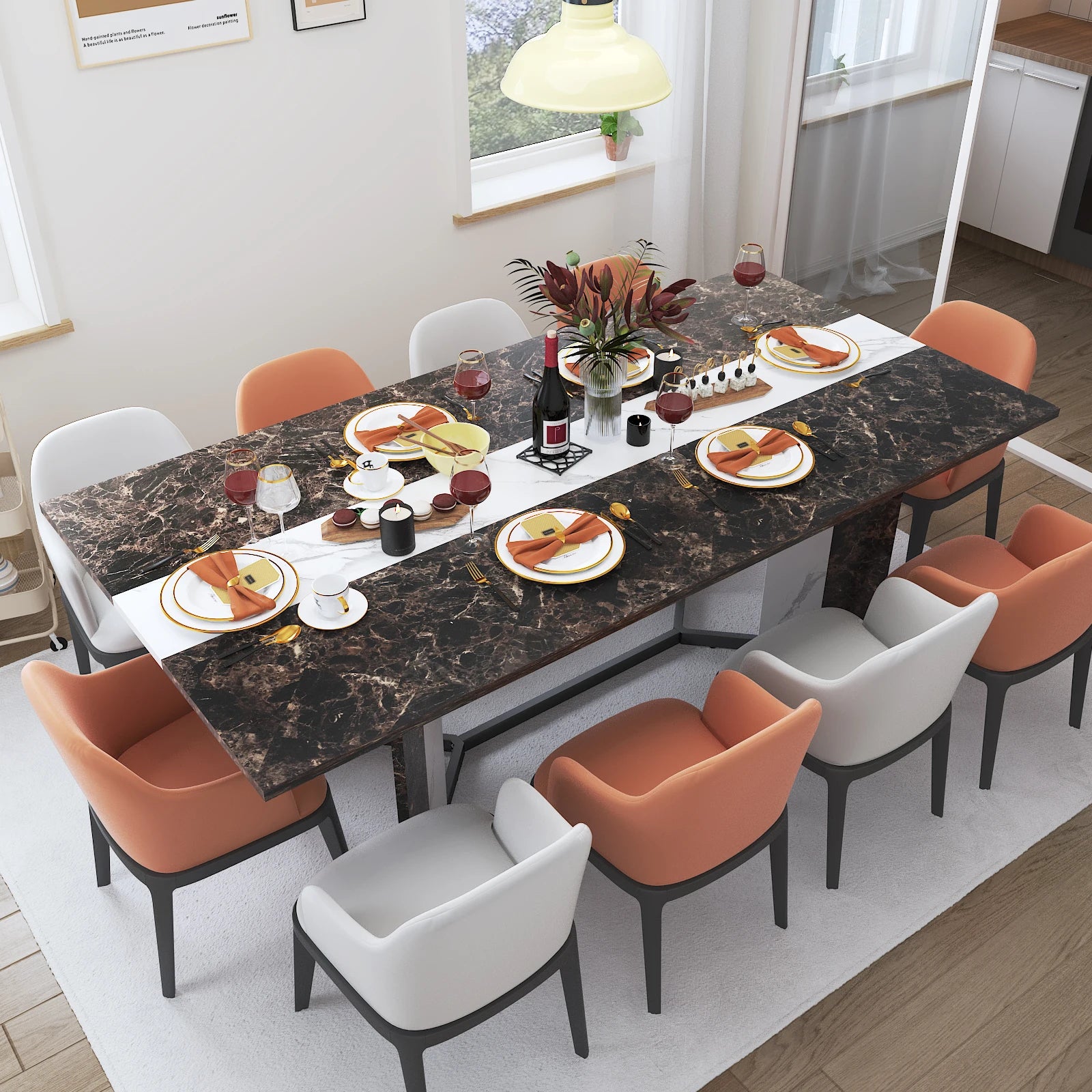 71" Signature Marble-Finish Dining Table – Modern Elegance For 4 To 10 Guests — Modern Luxury