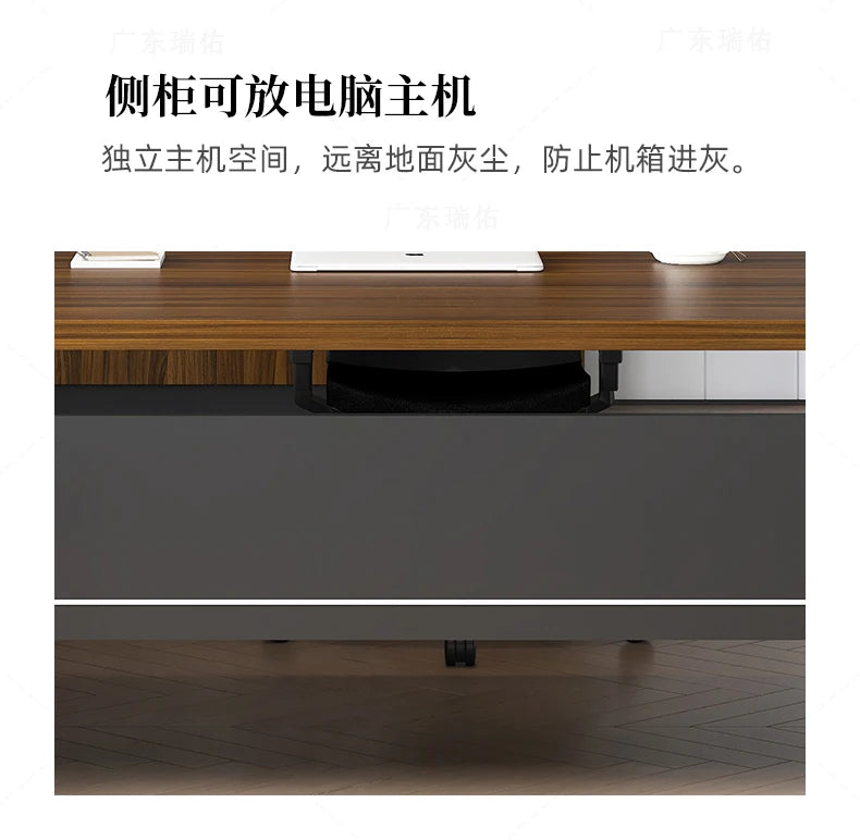 Wooden Boss Table Simple Modern Cabinet Designer Reading Reading Desk Secretary High Quality Art Bureau Meuble Office Furniture — Modern Luxury