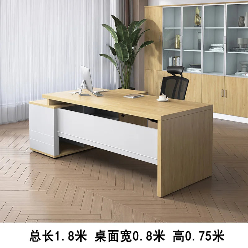 Wooden Boss Table Simple Modern Cabinet Designer Reading Reading Desk Secretary High Quality Art Bureau Meuble Office Furniture — Modern Luxury