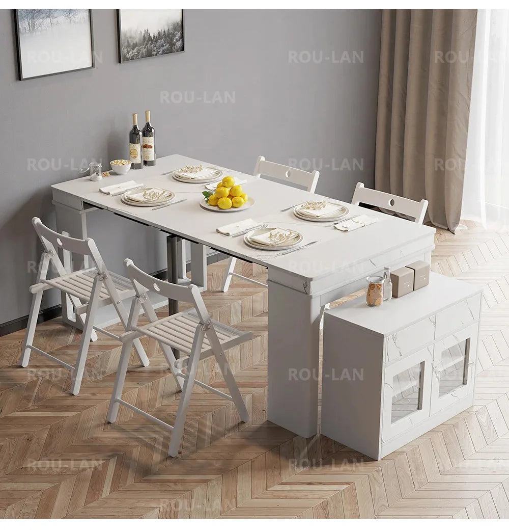 Modern Extendable Dining Table Rectangle Sideboard With Storage — Modern Luxury