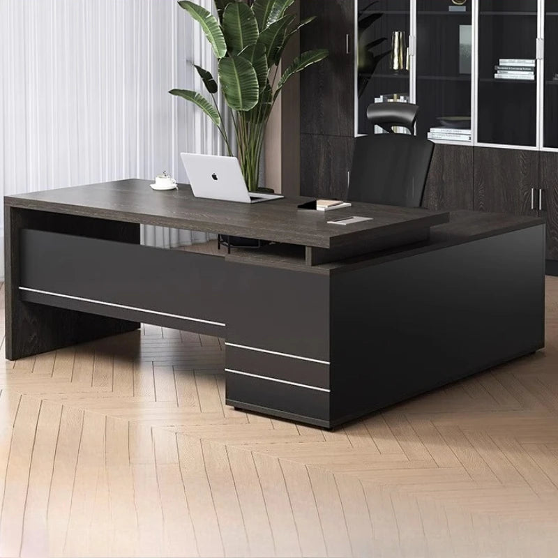 Wooden Boss Table Simple Modern Cabinet Designer Reading Reading Desk Secretary High Quality Art Bureau Meuble Office Furniture — Modern Luxury