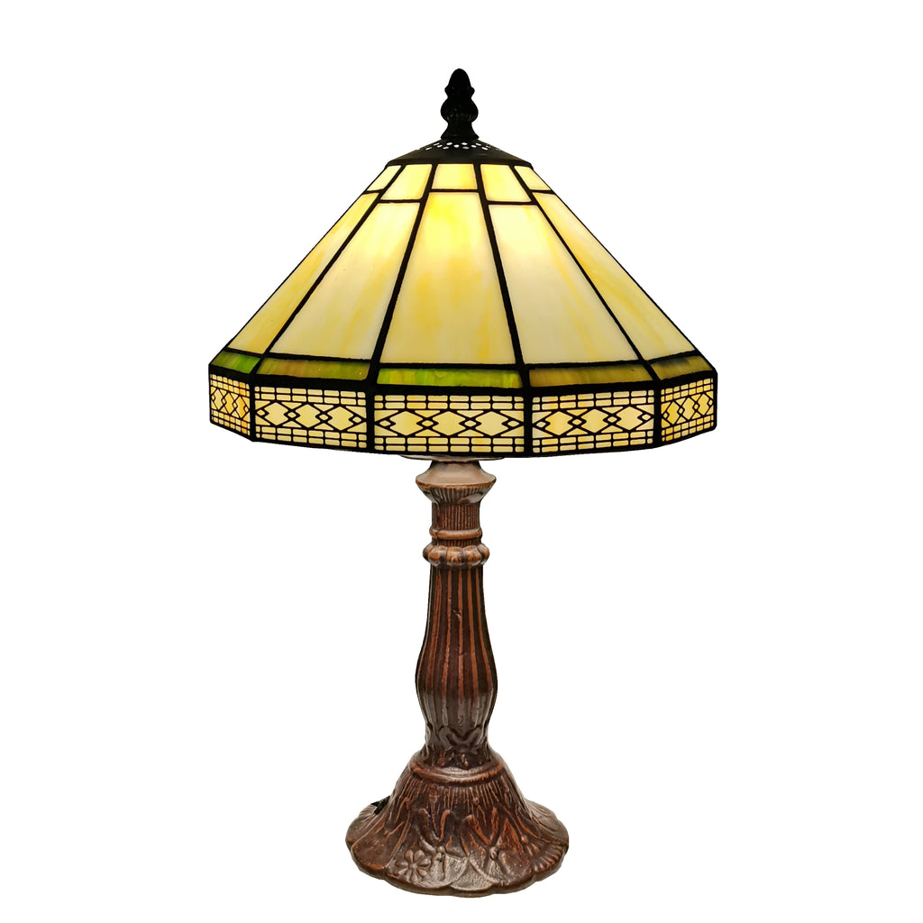 20Cm Scandinavian Minimalist Geometric Mesh Small Table Lamp Tiffany Style Study Old-Fashioned Glass Antique Gift Metal Base E27 — Modern Luxury