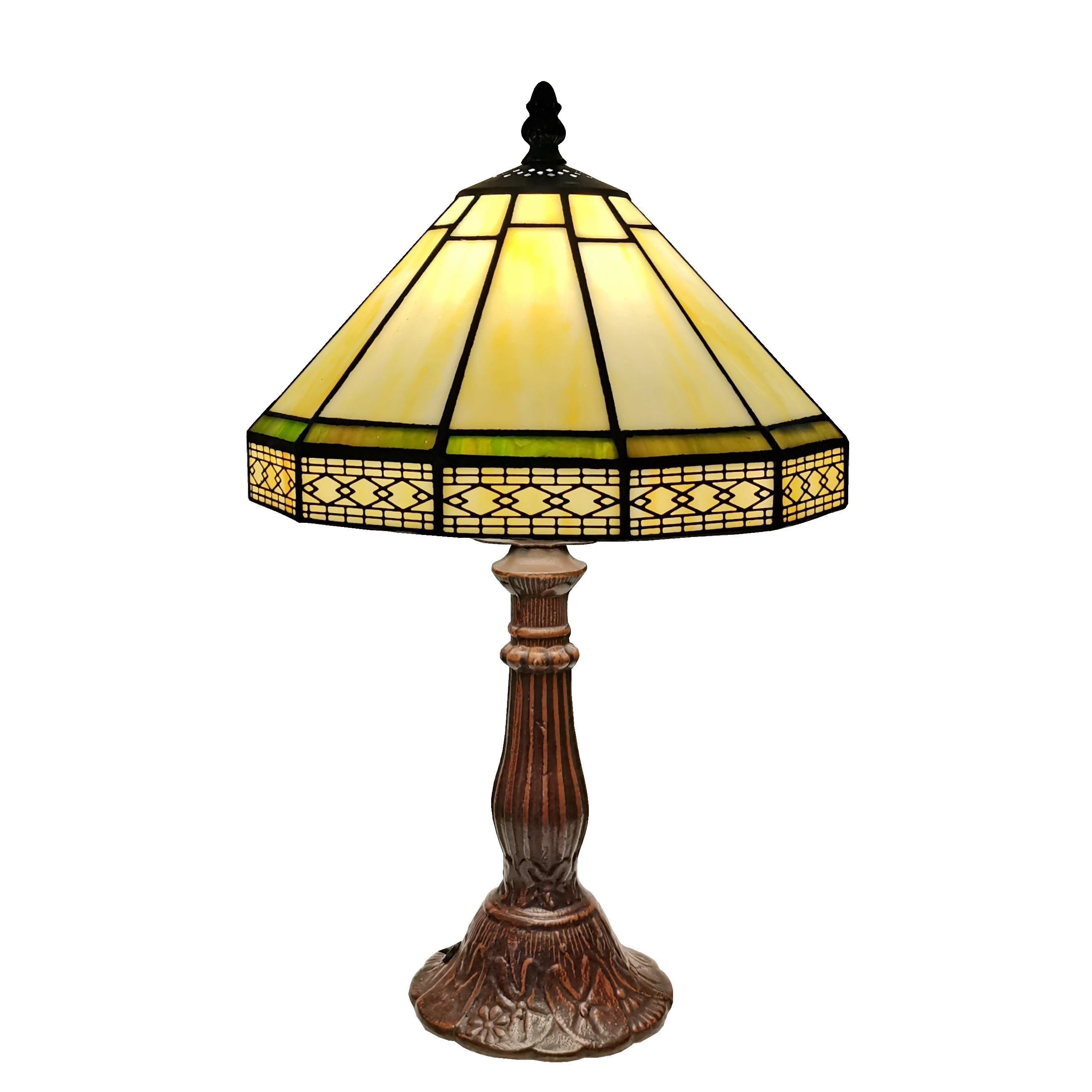 20Cm Scandinavian Minimalist Geometric Mesh Small Table Lamp Tiffany Style Study Old-Fashioned Glass Antique Gift Metal Base E27 — Modern Luxury